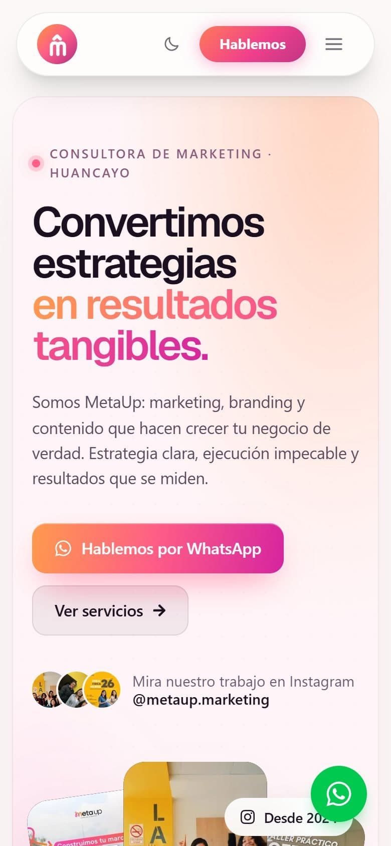 Proyecto de agencia de marketing en celular