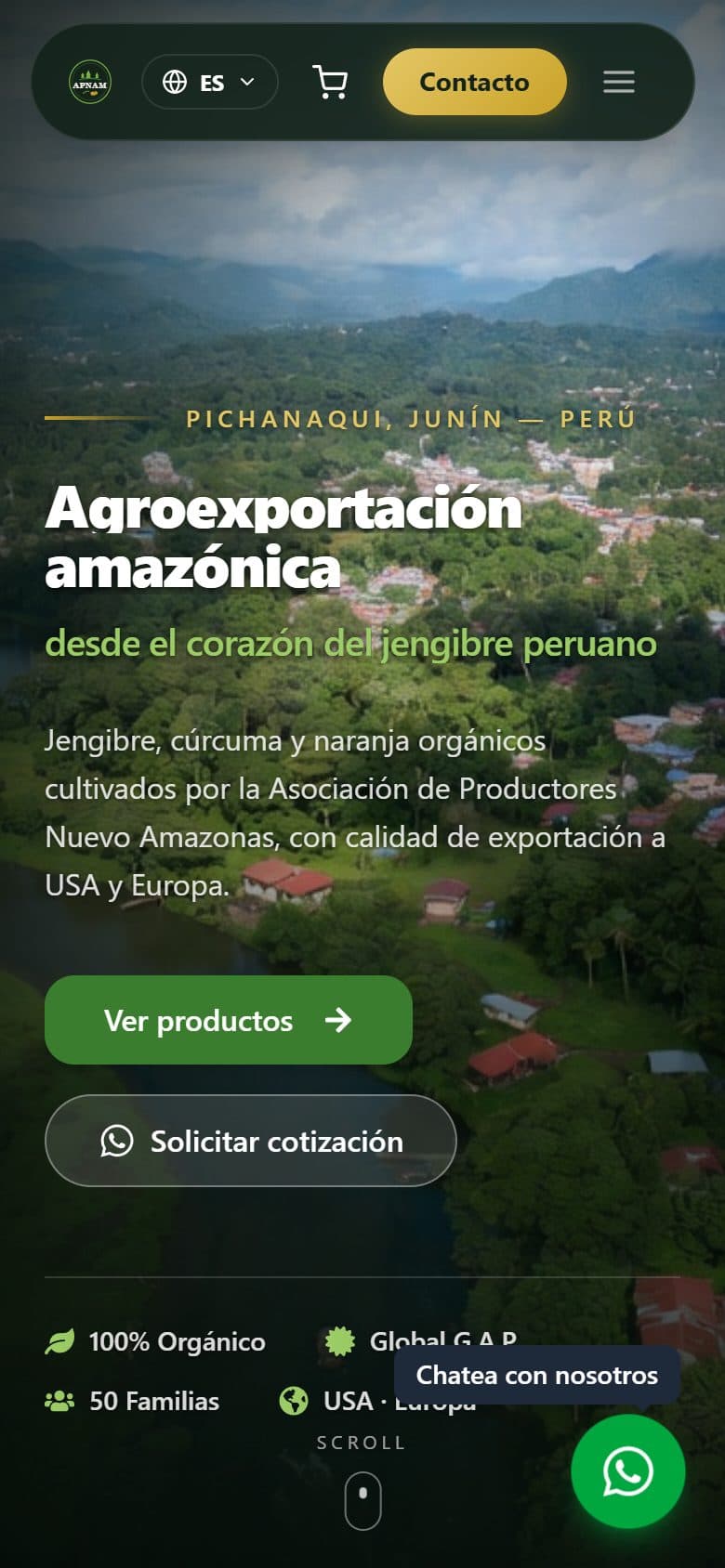 Proyecto de agroexportación en celular